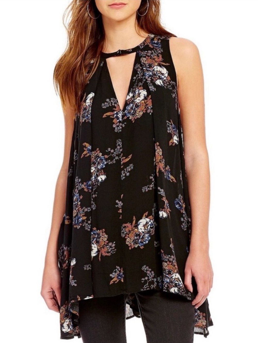 Free People Tree Swing Floral Fairy Boho Whimsygoth Mini Dress Pockets Blk SZ XS - Picture 2 of 10